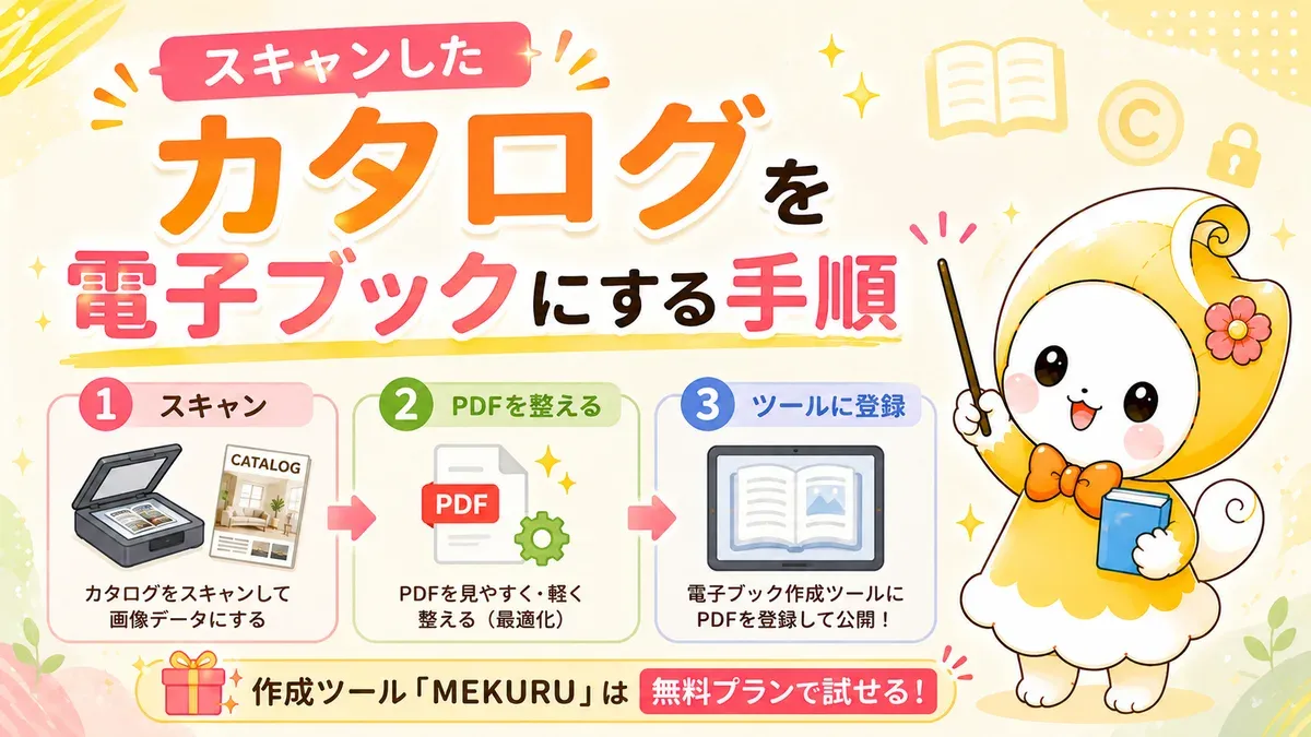 スキャンしたカタログを電子ブックにする手順｜紙のカタログをWebで見せる3ステップ
